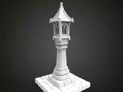 medieval urban stone lantern 6 3D print model