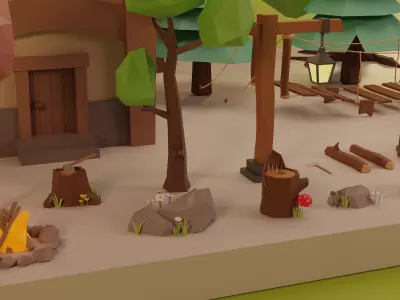 Low Poly Fantasy Forest Nature Pack - Cartoon Assets for Games Low-poly 3D model