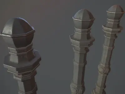 Barrier Bollard Pack 2 v1 Gray Three Texture Options Low-poly 3D model