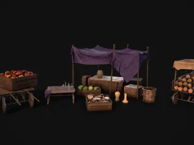 Medieval Props Low-poly 3D model
