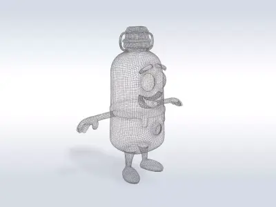 Cartoon character t pose flask back to school 3D model