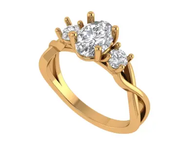 Oval Solitaire Ring 3D print model get