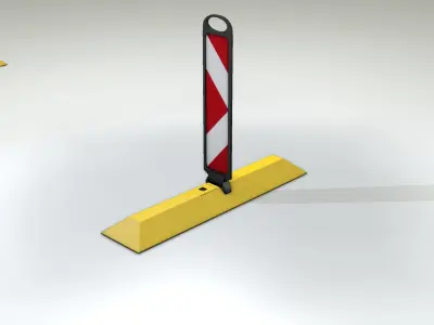 Yellow guide barrier 12 pointing right 628-21 Low-poly 3D model