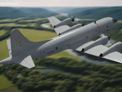  German Navy P3 Orion Patrol Aircraft Flying 