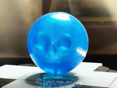 Transparent Skull Ball with Intricate Detailing 3D print model