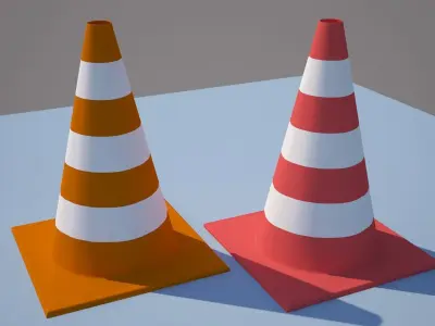 Plastic traffic cone Low-poly 3D model