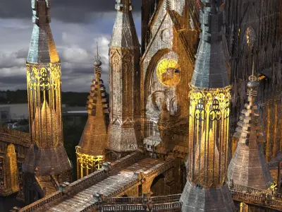 Dark Gothic Cathedral Dagon Architecture 3  3D model