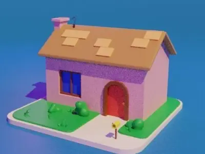 Cartoon house Low-poly 3D model 25