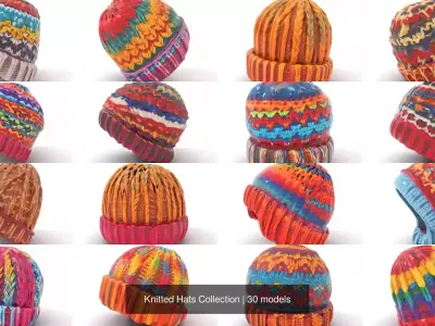 Knitted Hats Collection 3D Model Pack
