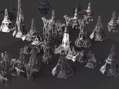 Hyborian Ancient Temple arena towers collection 3D 3D model