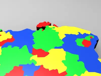 Map of Switzerland Low-poly 3D model