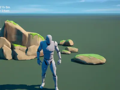 Modular Asset Pack of Stylized Green Rocks with Moss Low-poly 3D model