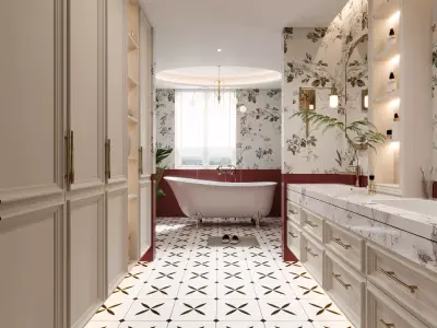 French style bathroom 3D model 3D model