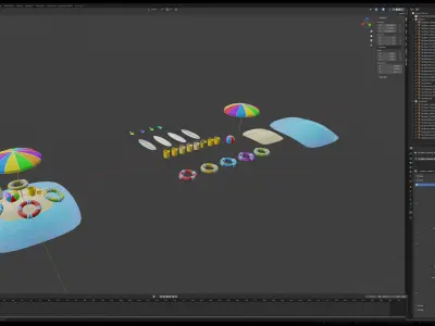 Beach Props Pack JFG V2 Low-poly 3D model