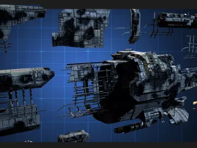 GSX - Spaceship Wreck Parts Low-poly 3D model