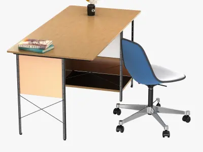 Vitra Eames plastic chair and edu desk unit 3D model