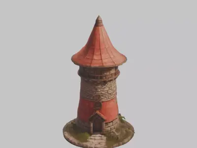 Medieval Fantasy Stylized Tower Low-poly 3D model