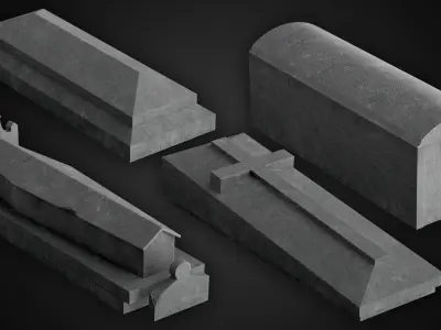 Cemetery  PBR pack Low-poly 3D model