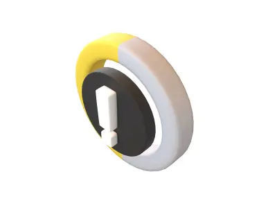 Battery Circle with Exclamation Mark Symbol v1 011 Low-poly 3D model