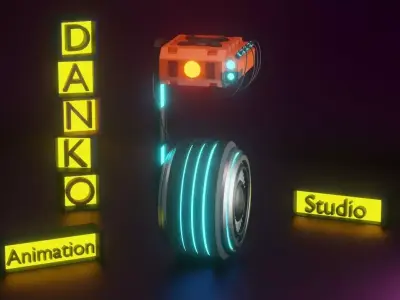 Robobalon danko studio sign with neon lights Texture