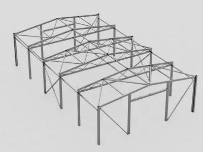 Cold hangar construction Low-poly 3D model