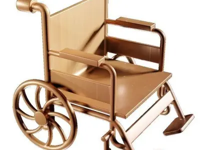 Wooden Wheelchair Toy Low-poly 3D model