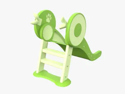 Kid Park Slide Park Equipment Interior Green 3D model