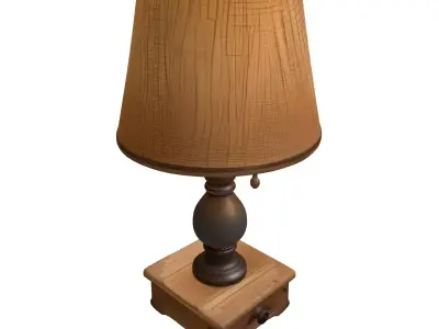 Rustic Table Lamp Burlap Shade Low-poly 3D model