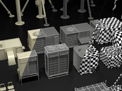 110 Rooftops props Low-poly 3D model