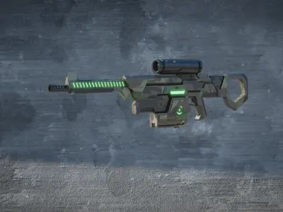 Sci-fi Gun Low-poly 3D model