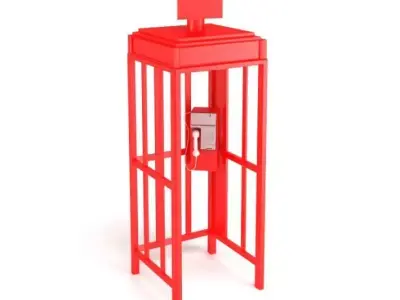 Modern Metal Glass Phonebooth 3D model