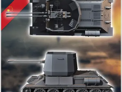 Type 63 anti-aircraft gun - Chinese Modern army Military miniatu 3D print model V1