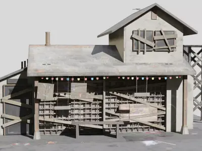 Abandoned Shop - realistic low poly Low-poly 3D model