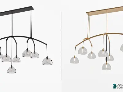 Hemisphere Modern Glass Round Chandelier 3D model