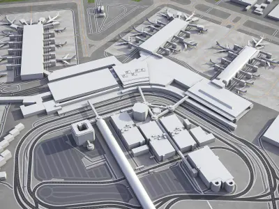 Rome - Fiumicino International Airport Leonardo da Vinci - FCO Low-poly 3D model