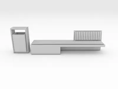 Bench Park 51 Low-poly 3D model