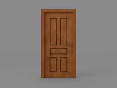 Door Wood PBR Low Poly Low-poly 3D model