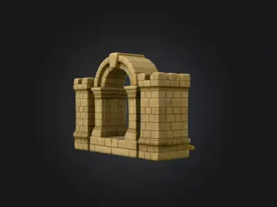 Stone Archway Fortress Low-poly 3D model