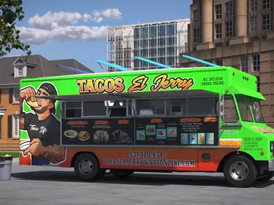  Food Truck Tacos El Jerry Green Rigged 