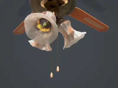 Ceiling Fan Light Low-poly 3D model