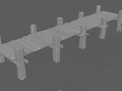 WOODEN PIER WINTER Low-poly 3D model
