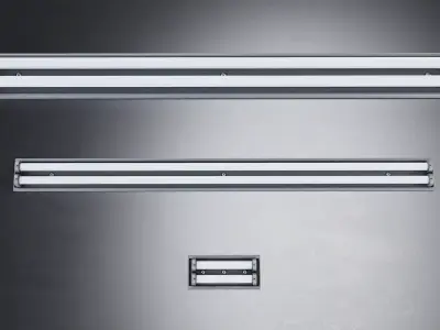 Fluorescent Tube Light Fixtures Set Low-poly 3D model