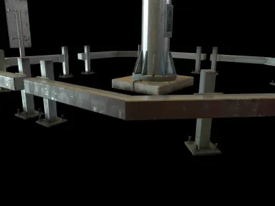 Airport Flood Lamp Post Low-poly 3D model