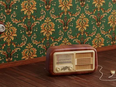 Vintage Radio Low-poly 3D model