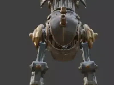 Steampunk Mechanical Dog Automaton 3D Model Low-poly 3D model