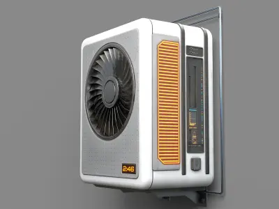 Sci-Fi Cyberpunk Air Conditioner Low-poly 3D model