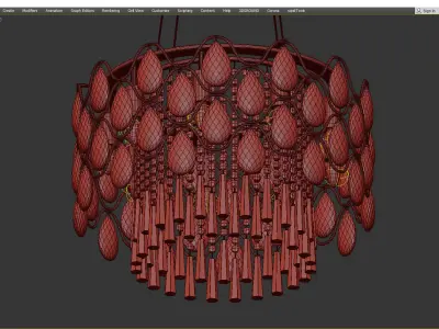 Angotti 9 Light Round Modern Luxe Crystal Chandelier Low-poly 3D model
