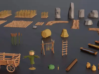 Medieval Village Megapack Low Poly RG Low-poly 3D model