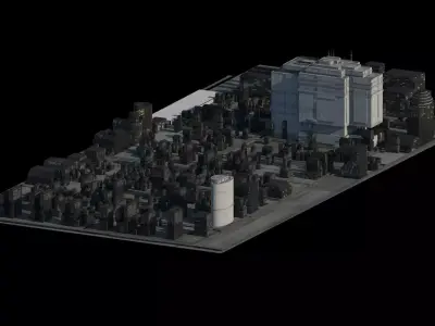 Sci-fi City Cityscape Urban Block Street Architectural  01 Low-poly 3D model