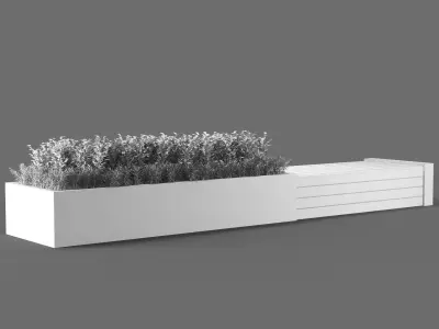 bench457 concrete bench with plants 3D model